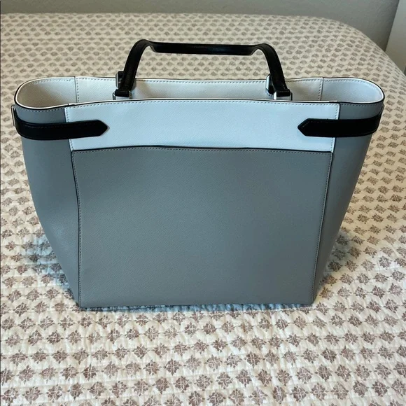 Kate Spade New York Staci Colorblock Laptop Tote Bag Nimbus Grey White Black - Picture 8 of 16